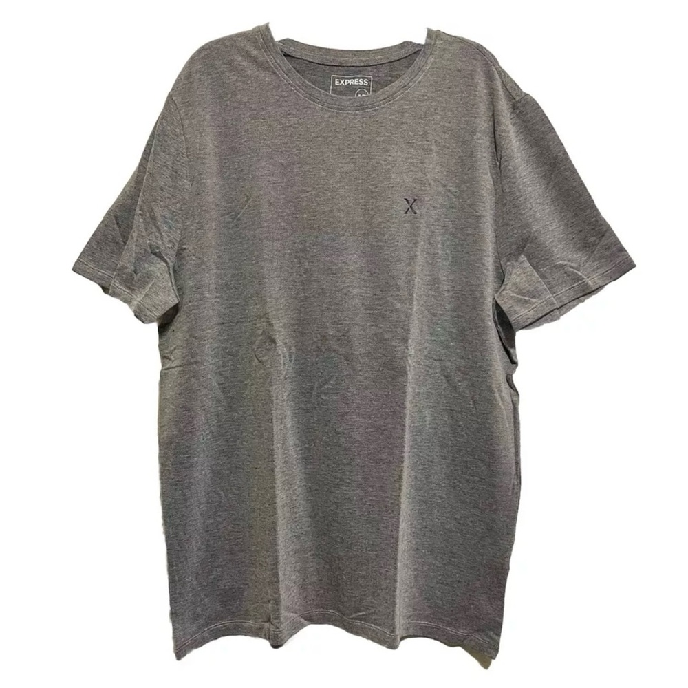 Express Solid Moisture-Wicking Pique Crew Neck T-Shirt Men's Size XL Grey Logo